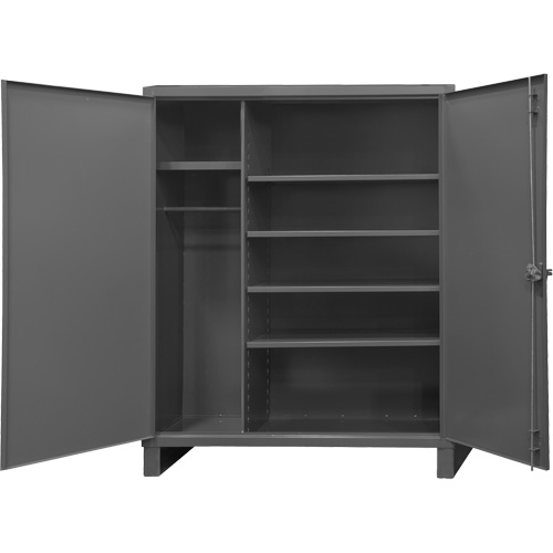 Extra Heavy-Duty Wardrobe Cabinet, Steel, 60" W x 24" D x 78" H, Grey Equipex