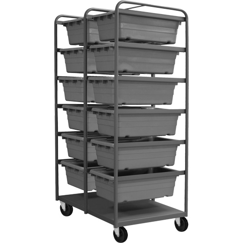 Mobile Tub Rack, Double-sided, 12 bins, 26" W x 36" D x 74" H Equipex