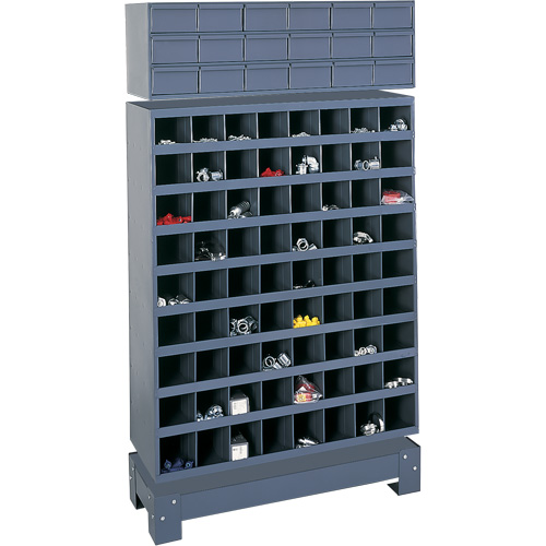 Modular Small Parts Storage Unit, Steel, 18 Drawers, 33-3/4" x 12-1/4" x 58-5/8", Grey Equipex