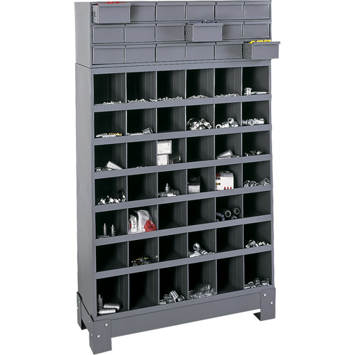 Modular Small Parts Storage Unit, Steel, 18 Drawers, 33-3/4" x 12-1/4" x 58-5/8", Grey Equipex