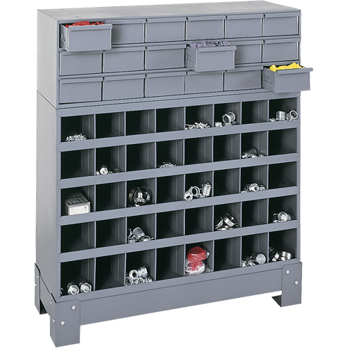 Modular Small Parts Storage Unit, Steel, 18 Drawers, 33-3/4" x 12-1/4" x 40-1/2", Grey Equipex