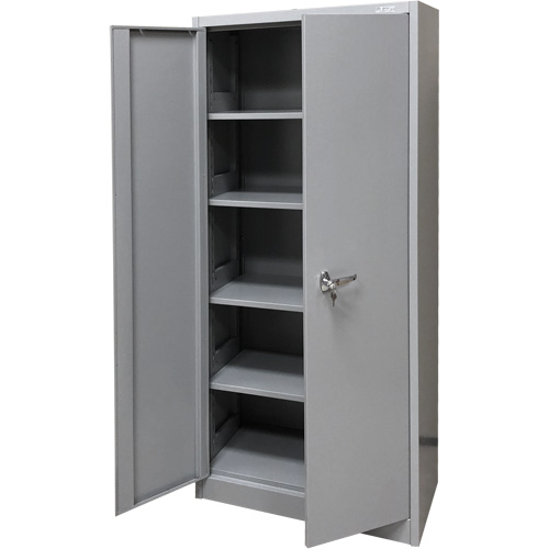 Storage Cabinet, Steel, 4 Shelves, 66" H x 30" W x 15" D, Grey Equipex