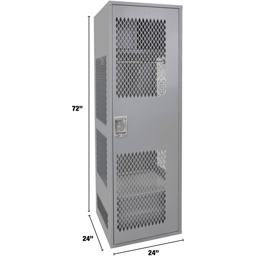 Casier pour &eacute;quipement avec porte, Acier, 24" la x 24" p x 72" h, Gris Equipex