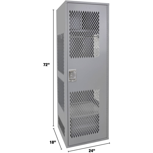 Casier pour &eacute;quipement avec porte, Acier, 24" la x 18" p x 72" h, Gris Equipex