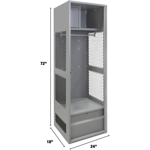 Casier pour &eacute;quipement, Acier, 24" la x 18" p x 72" h, Gris Equipex