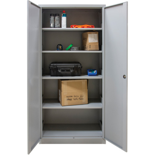 Hi-Boy Storage Cabinet, Steel, 4 Shelves, 72" H x 36" W x 18" D, Grey Equipex