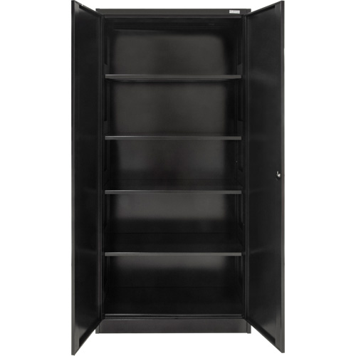 Hi-Boy Storage Cabinet, Steel, 4 Shelves, 72" H x 36" W x 18" D, Black Equipex