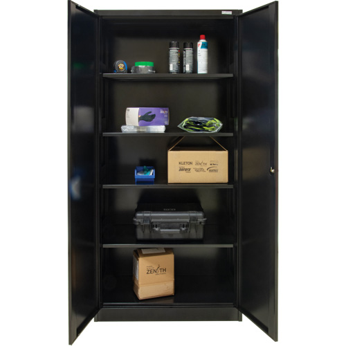 Hi-Boy Storage Cabinet, Steel, 4 Shelves, 72" H x 36" W x 18" D, Black Equipex