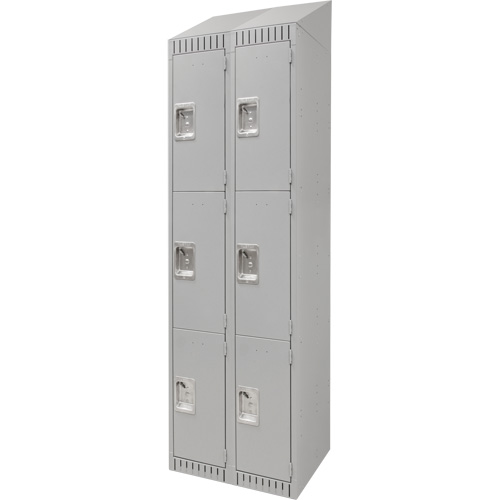 Casiers, 3 niveaux, Bloc de 2, 24" x 18" x 82", Acier, Gris, D&eacute;mont&eacute; Equipex
