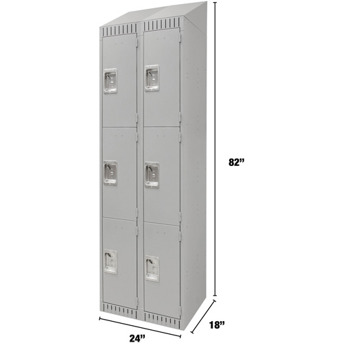 Casiers, 3 niveaux, Bloc de 2, 24" x 18" x 82", Acier, Gris, D&eacute;mont&eacute; Equipex
