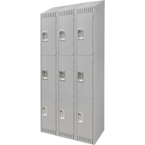 Casiers, 3 niveaux, Bloc de 3, 36" x 18" x 82", Acier, Gris, D&eacute;mont&eacute; Equipex
