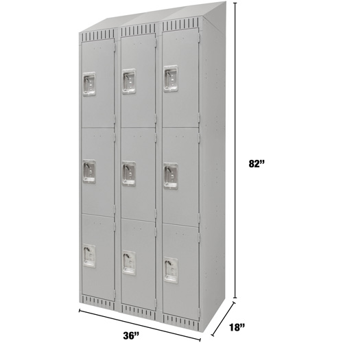 Casiers, 3 niveaux, Bloc de 3, 36" x 18" x 82", Acier, Gris, D&eacute;mont&eacute; Equipex
