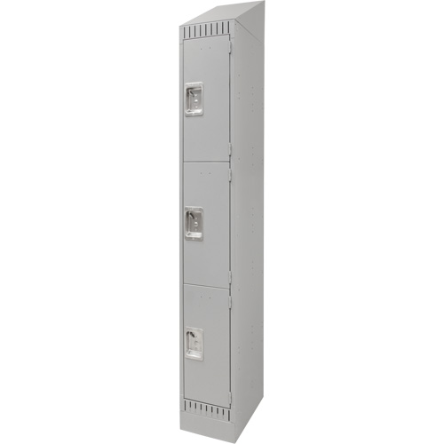 Lockers, 3 -tier, 12" x 18" x 86", Steel, Grey, Knocked Down Equipex