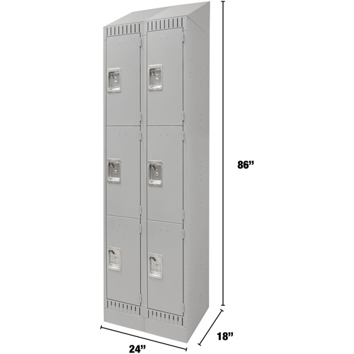 Casiers, 3 niveaux, Bloc de 2, 24" x 18" x 86", Acier, Gris, D&eacute;mont&eacute; Equipex