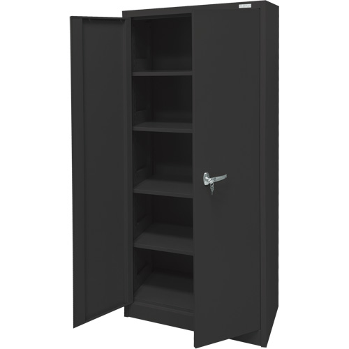 Storage Cabinet, Steel, 4 Shelves, 66" H x 30" W x 15" D, Black Equipex