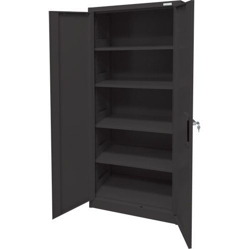 Storage Cabinet, Steel, 4 Shelves, 66" H x 30" W x 15" D, Black Equipex