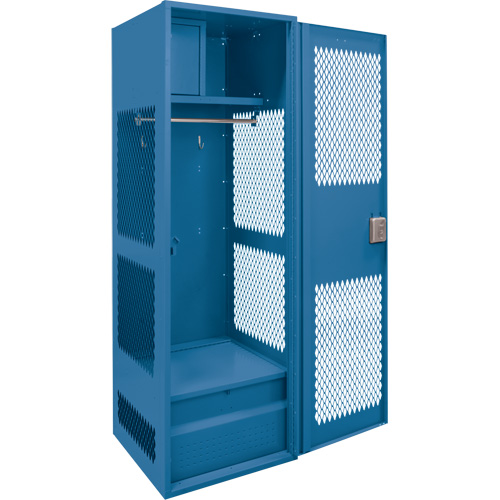 Gear Locker with Door, Steel, 24" W x 18" D x 72" H, Dark Blue Equipex