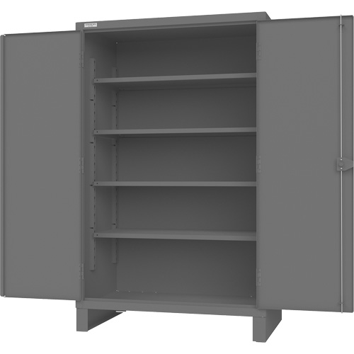Cabinet with Recessed Pegboard Doors, Steel, 4 Shelves, 78" H x 48" W x 30" D, Grey Equipex