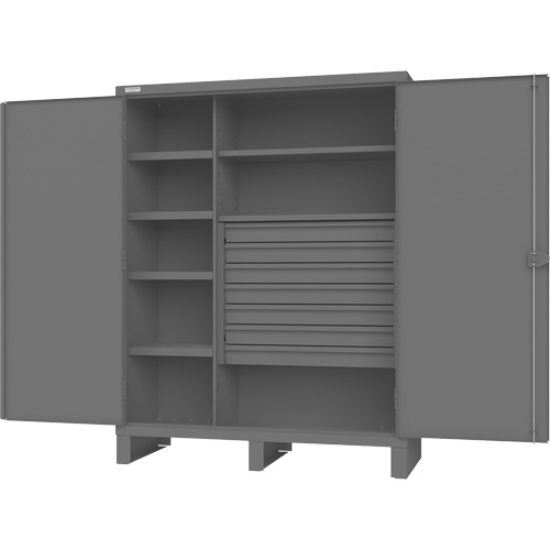 Armoire &agrave; portes encastr&eacute;es standards, Acier, 60" la x 24" p x 78" h, Gris Equipex