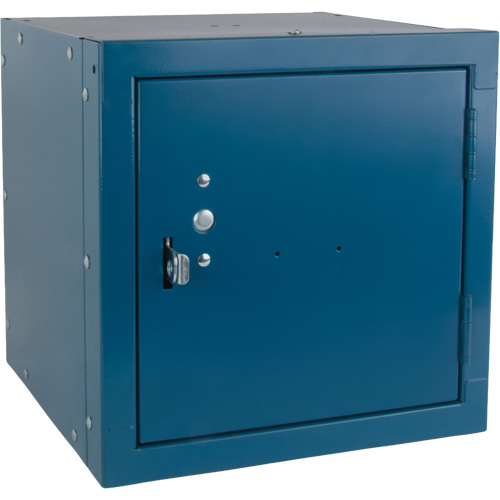 Casier cubique empilable, 12" x 12" x 12", Acier, Bleu, D&eacute;mont&eacute; Equipex