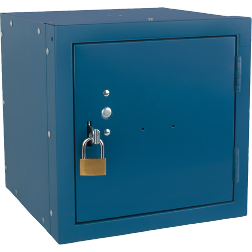 Casier cubique empilable, 12" x 12" x 12", Acier, Bleu, D&eacute;mont&eacute; Equipex