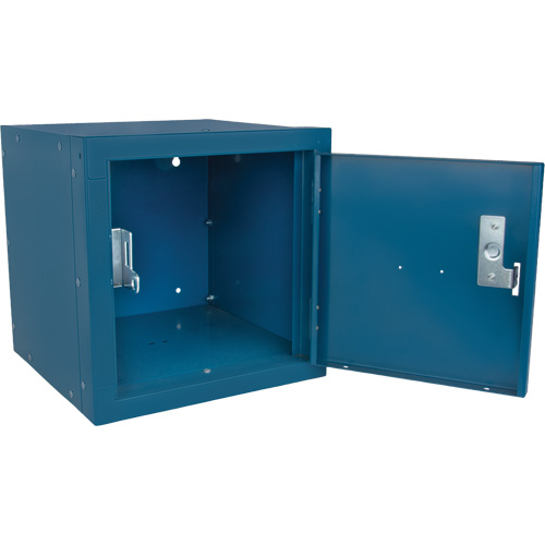Casier cubique empilable, 12" x 12" x 12", Acier, Bleu, D&eacute;mont&eacute; Equipex