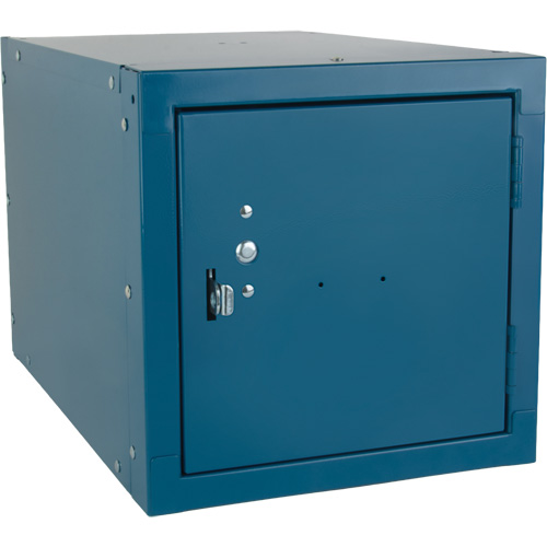 Casier cubique empilable, 12" x 18" x 12", Acier, Bleu, D&eacute;mont&eacute; Equipex