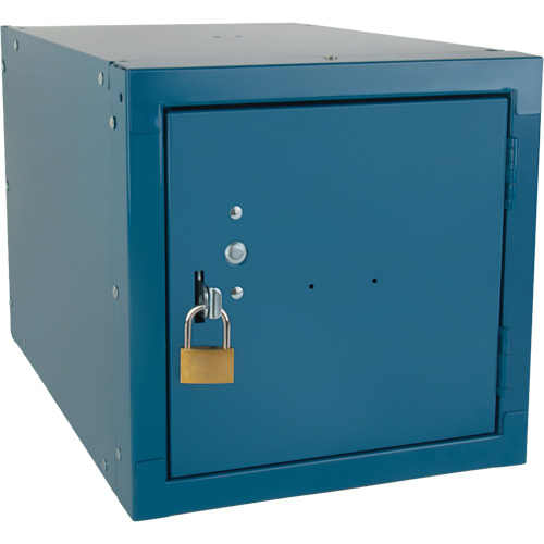 Casier cubique empilable, 12" x 18" x 12", Acier, Bleu, D&eacute;mont&eacute; Equipex