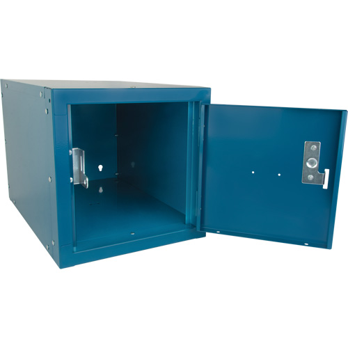 Casier cubique empilable, 12" x 18" x 12", Acier, Bleu, D&eacute;mont&eacute; Equipex