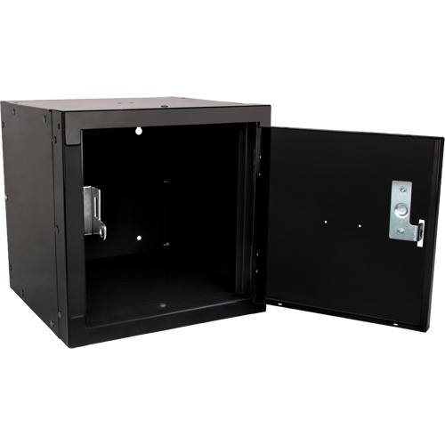 Casier cubique empilable, 12" x 12" x 12", Acier, Noir, D&eacute;mont&eacute; Equipex
