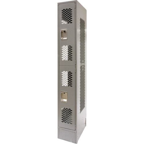 Casiers ventil&eacute;s, 2 niveaux, 12" x 18" x 78", Acier, Gris, D&eacute;mont&eacute;, Perfor&eacute; Equipex