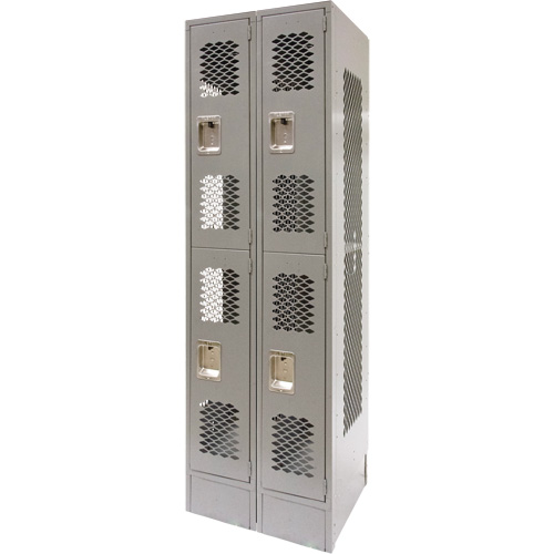 Casiers ventil&eacute;s, 2 niveaux, Bloc de 2, 24" x 18" x 78", Acier, Gris, D&eacute;mont&eacute;, Perfor&eacute; Equipex