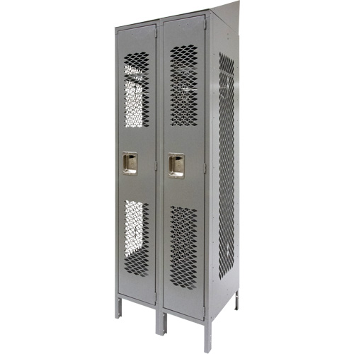 Casiers ventil&eacute;s, Bloc de 2, 24" x 18" x 88", Acier, Gris, D&eacute;mont&eacute;, Perfor&eacute; Equipex