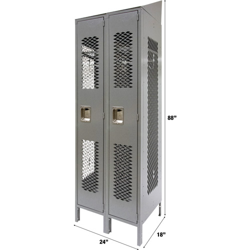 Casiers ventil&eacute;s, Bloc de 2, 24" x 18" x 88", Acier, Gris, D&eacute;mont&eacute;, Perfor&eacute; Equipex