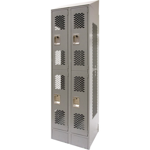 Casiers ventil&eacute;s, 2 niveaux, Bloc de 2, 24" x 18" x 88", Acier, Gris, D&eacute;mont&eacute;, Perfor&eacute; Equipex