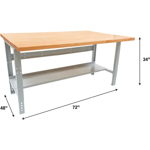 Industrial Modular Workbench, 1000 lbs. Cap., 72" W x 48" D Equipex