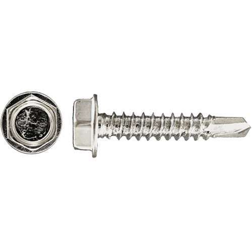 Drill-X Self-Drilling Hex Washer, #14 x 1" L, Zinc Plated Equipex