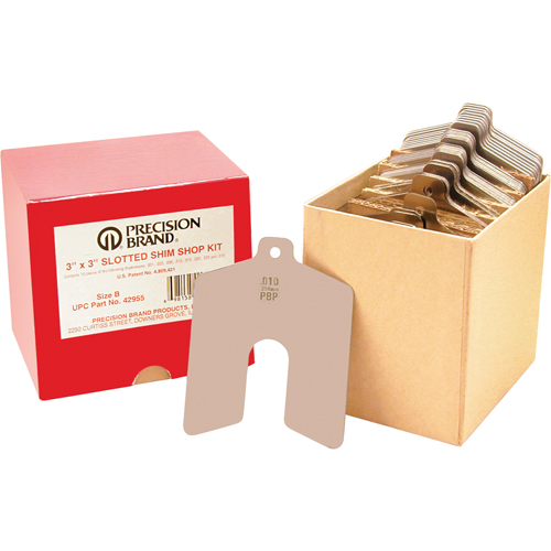 Slotted Shim Assortments, 4" L x 0.001"- 0.075" Thickness, 4" W, Stainless Steel Equipex