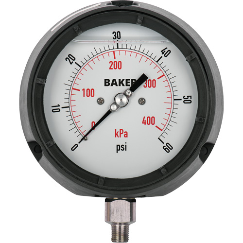 Pressure Gauge, 4-1/2" , 30" 0 Hg Vac., Bottom Mount, Liquid Filled Analogue Equipex