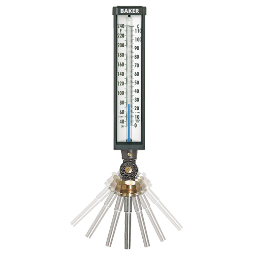 Variable Angle Industrial Thermometers, Contact, Analogue, 30-300 °F (0-149 °C) Equipex