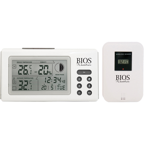 Thermom&egrave;tres int&eacute;rieurs/ext&eacute;rieurs avec horloge, Contact, Num&eacute;rique, 32 &agrave; 122°F (0 to 50°C) Equipex