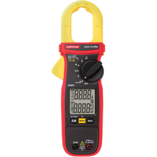 Multim&egrave;tre TRMS &agrave; pince avec &eacute;cran double ACD-14-PRO, Tension c.a./c.c., Courant c.a. Equipex