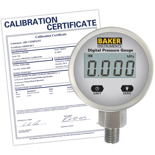 B5000 Series Pressure Gauge with ISO Certificate, 2-1/2" , 0 - 103.4 kPa/0 - 15 psi/0 - 416 in. w.c., Bottom Mount, Digital Equipex
