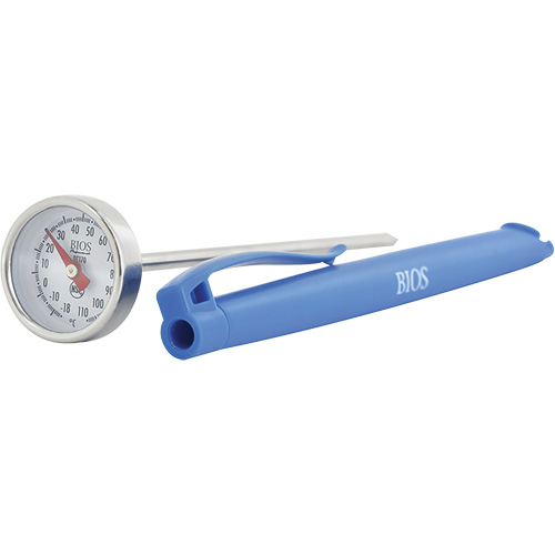 Thermom&egrave;tre &agrave; cadran 1 po/2,5 cm °C seulement avec manchon d'&eacute;talonnage, Contact, Analogique, 0,4-230°F (-18-110°C) Equipex