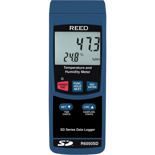 Thermo-hygrom&egrave;tre &agrave; enregistrement de donn&eacute;es avec certificat de calibration, 5% - 95% HR, 32° - 122° F (0° - 50°C) Equipex
