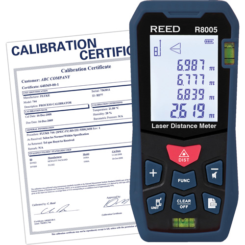 Laser Distance Meter with Calibration Certificate, 0' - 164' (0 m - 50 m) Range, Digital (Electronic) Equipex