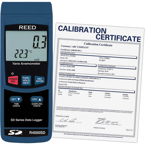 Thermo-Anemometer with Calibration Certificate, Data Logging, 0.4 - 30 m/sec Air Velocity Range Equipex