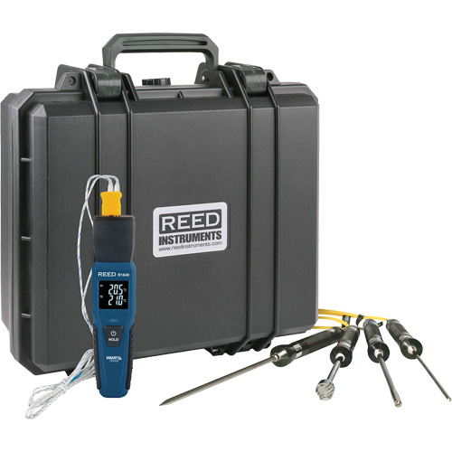 R1640 Smart Series Thermocouple Thermometer with Type-K Thermocouple Probes, Contact, Digital, 32-122°F (0-50°C) Equipex