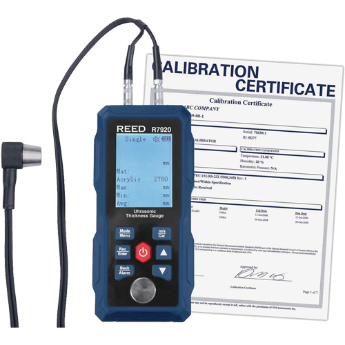 Thickness Gauge with Calibration Certificate, Digital Display, Ultrasound, 0.04" - 11.8" (1 mm - 300 mm) Range Equipex