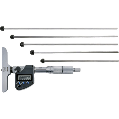 Microm&egrave;tre de profondeur num&eacute;rique avec tiges interchangeables, 0" - 12" (0 mm - 304.8 mm) gamme de mesure, R&eacute;solution de 0,00005" (0,001 mm) Equipex